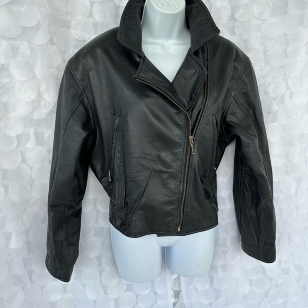 Women's Black Leather Asymmetrical Zip Jacket